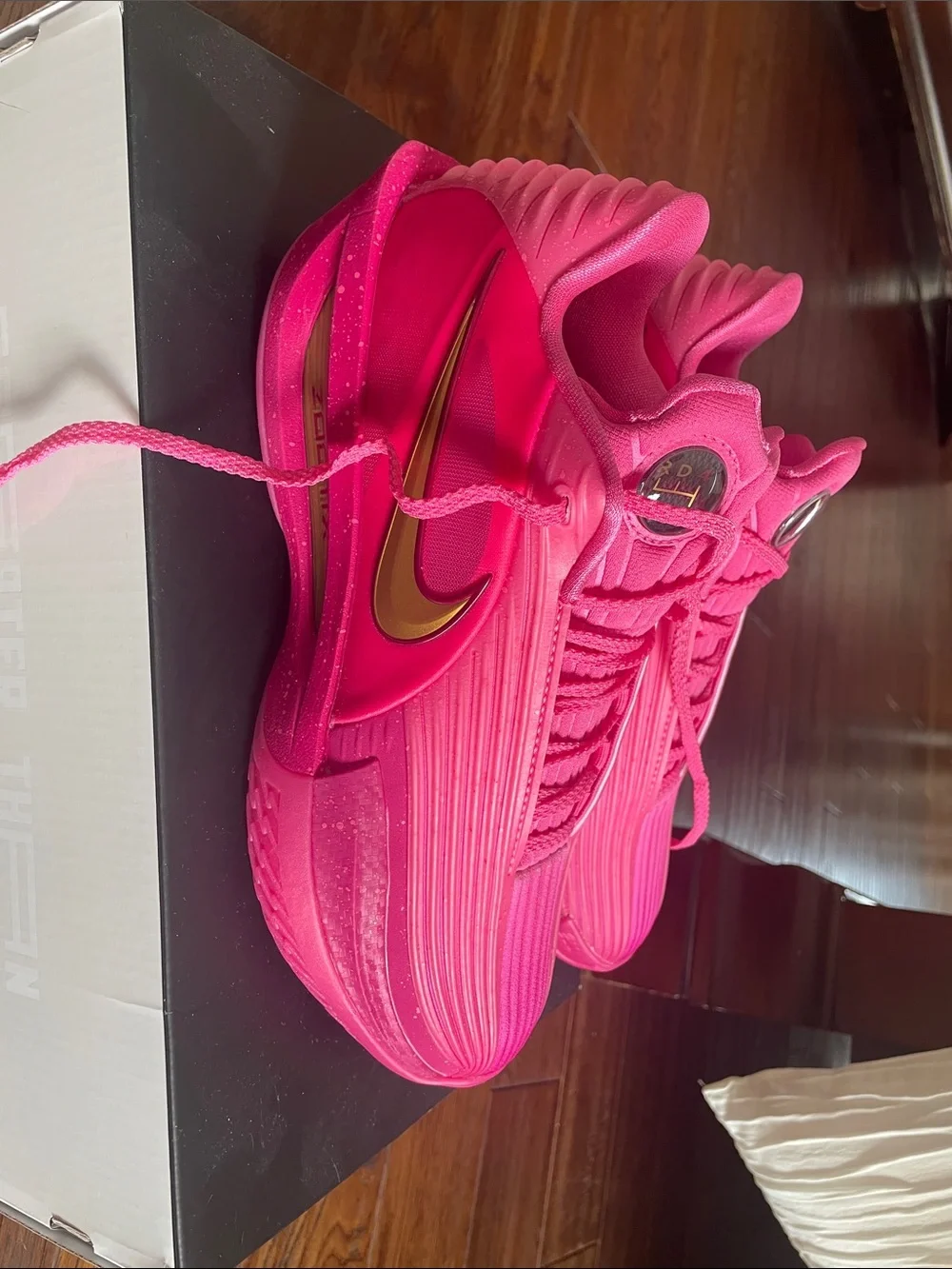 GT Cut 3 Turbo Nike Basketball Bright Pink shoes with Gold Swoosh